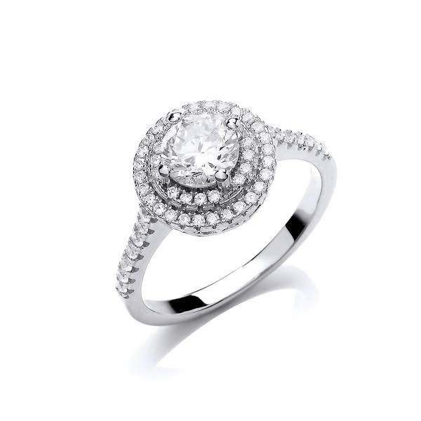 Cubic Zirconia Halo Solitaire Ring