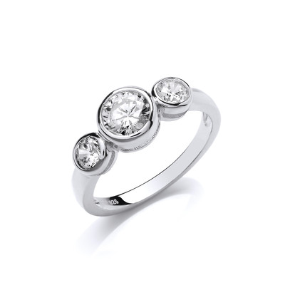 Triple Cubic Zirconia Solitaire Ring
