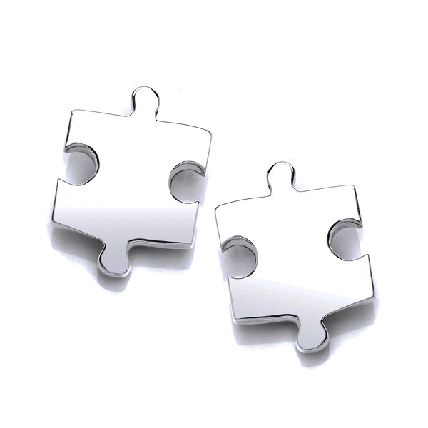 Silver Jigsaw Piece Earrings