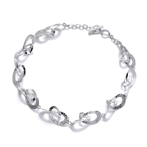 Silver Linked Twist Ovals Necklace