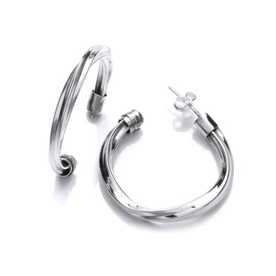 Twisted Hoop Silver Earrings