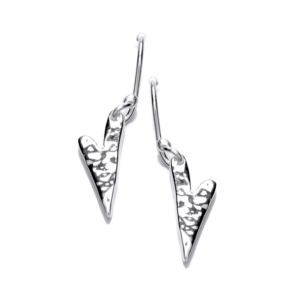Pointed Silver Heart Earrings