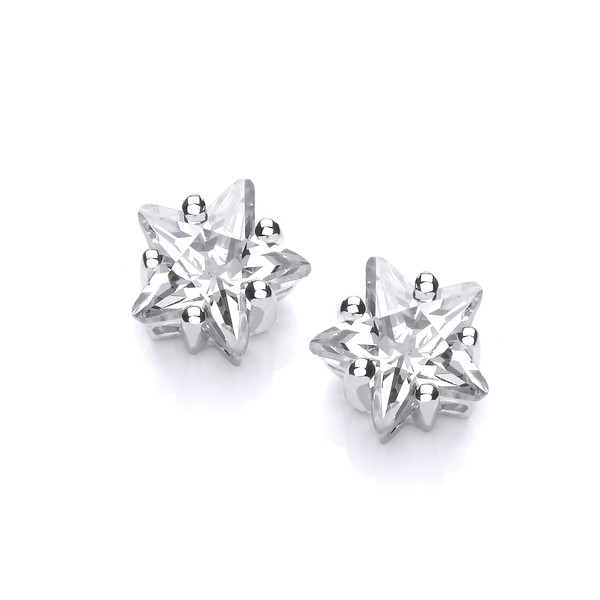 Silver & Cubic Zirconia Star Earrings