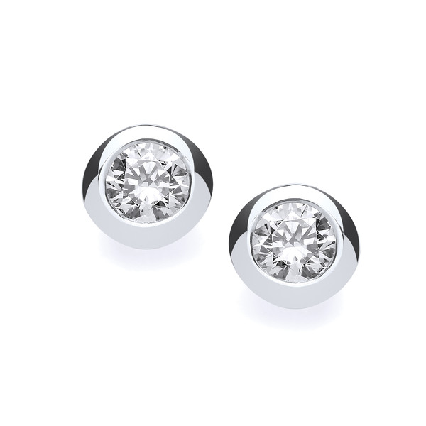 Silver Open-Backed Cubic Zirconia Solitaire Earrings