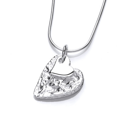 Crumpled Silver Heart Pendant