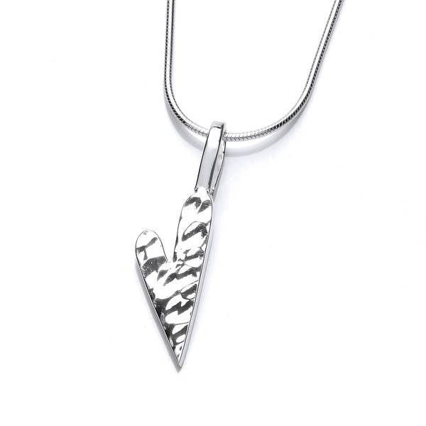 Hammered Heart Pendant with 16 - 18" Silver Chain