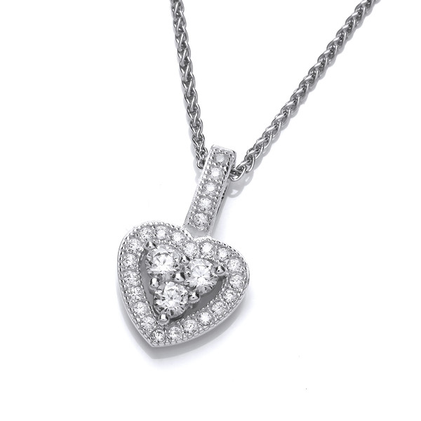 Sweetheart Silver & Cubic Zirconia Pendant with 16-18 Silver Chain