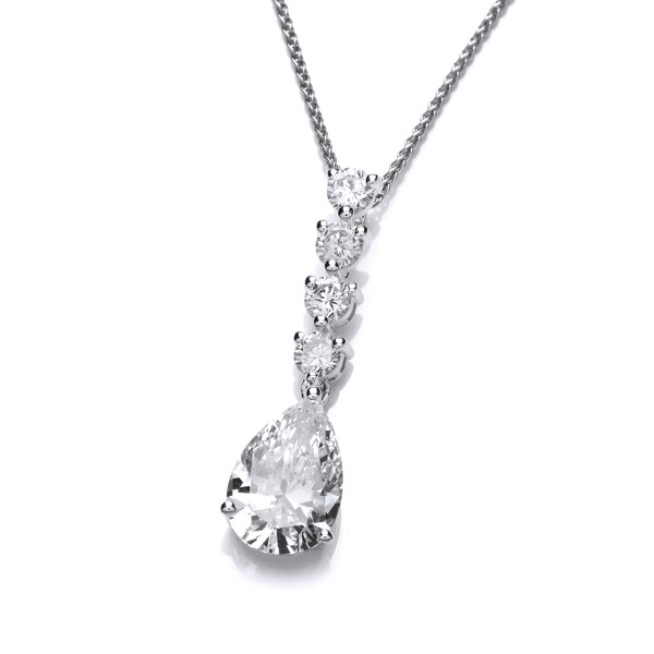 Quattro Silver & Cubic Zirconia Teardrop Pendant without Chain