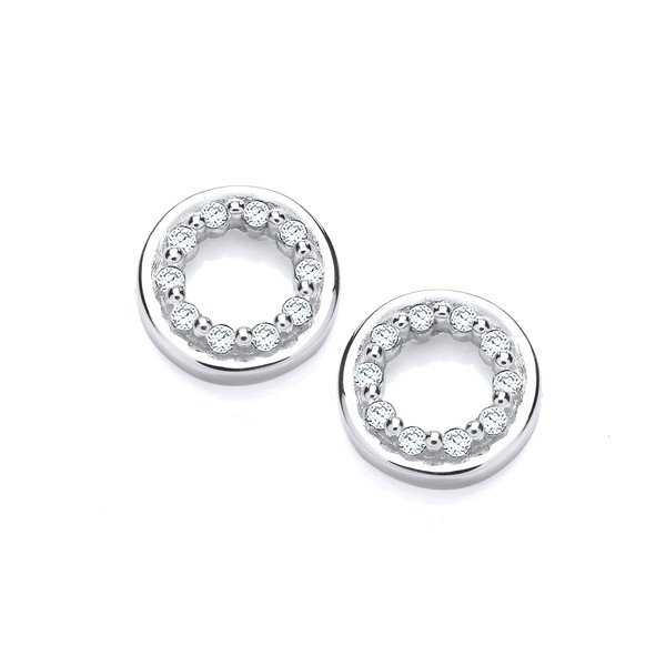 Silver and CZ Circle of Life Earrings