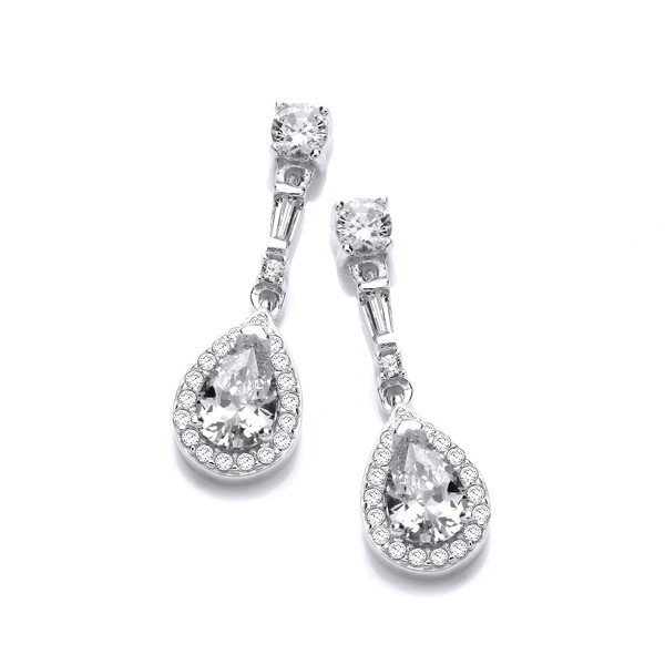 Elegant Drop Silver and Cubic Zirconia Earrings