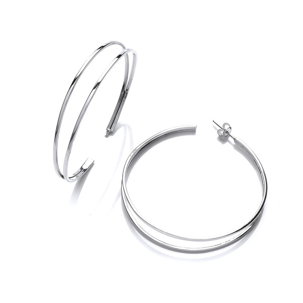Large Silver Double Hoop Earrings