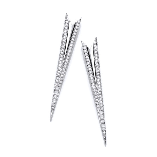 Silver and CZ Stiletto Earrings