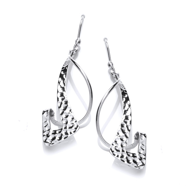 Silver Crooked Triangle Drop Earrings