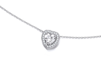 Silver and CZ Framed Heart Necklace