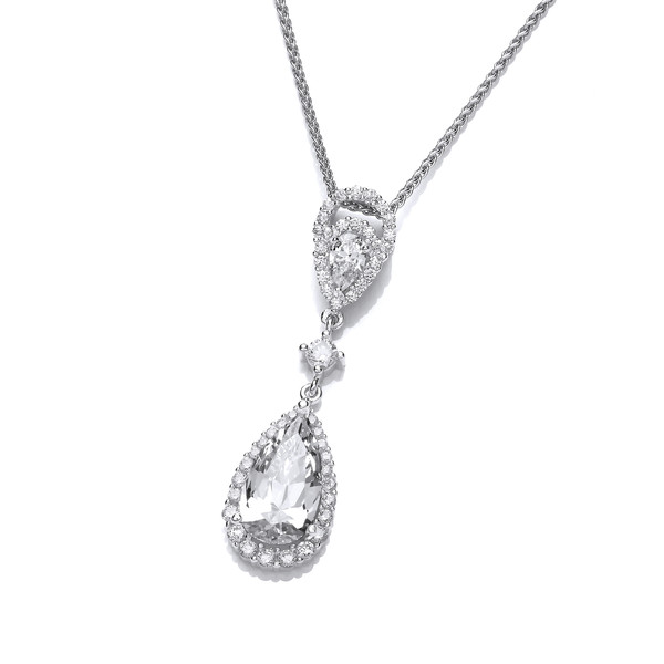 Silver and Cubic Zirconia Crown Jewels Drop Pendant