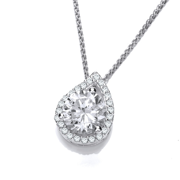 Silver and Cubic Zirconia Teardrop Twist Pendant without Chain