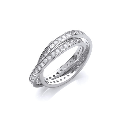 Twin Silver and Cubic Zirconia Band Ring
