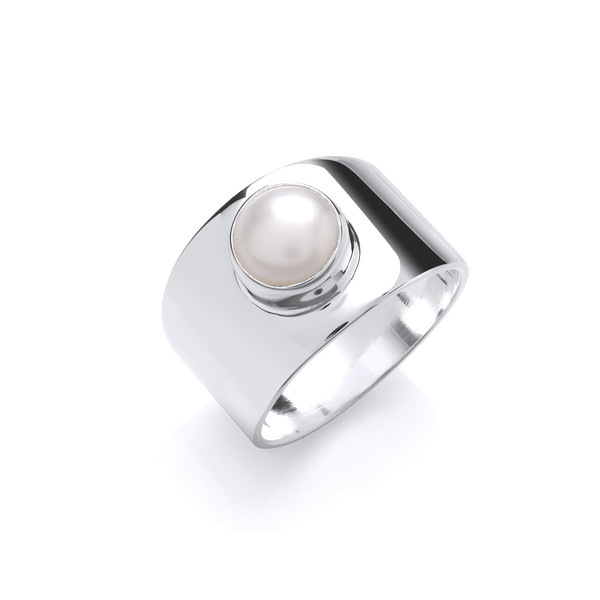 Bold Silver and Pearl Ring