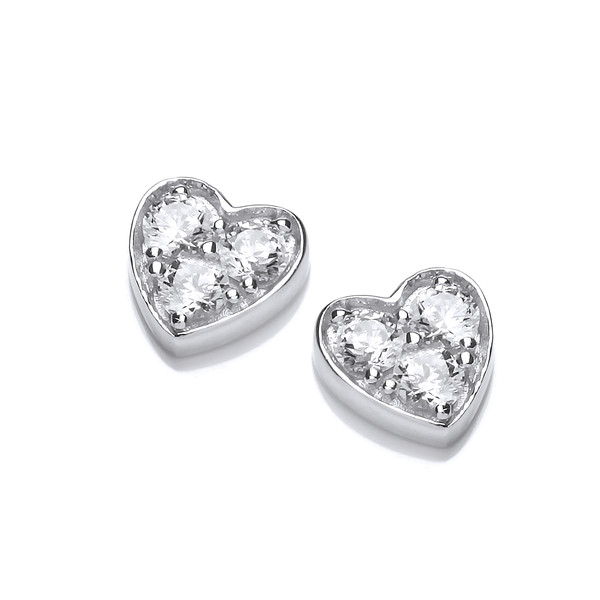 Silver Diddy Cubic Zirconia Heart Earrings
