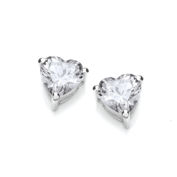 Crystal Clear Cubic Zirconia Heart Earrings