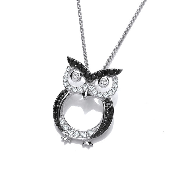 CZ and Silver Owl Pendant