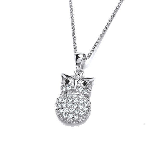 Silver and Sparkles Owl Pendant