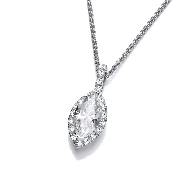 Marquise Cubic Zirconia Solitaire Pendant with Silver Chain