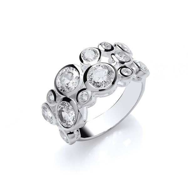 Sterling Silver and CZ Bubbles Ring