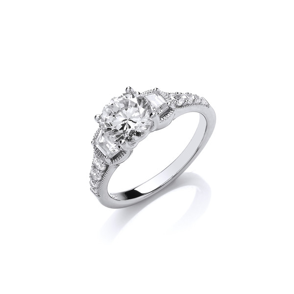 Sparkling Silver & Cubic Zirconia Solitaire Ring
