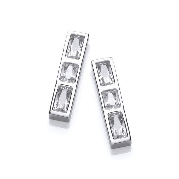 Silver & Cubic Zirconia Ingot Earrings