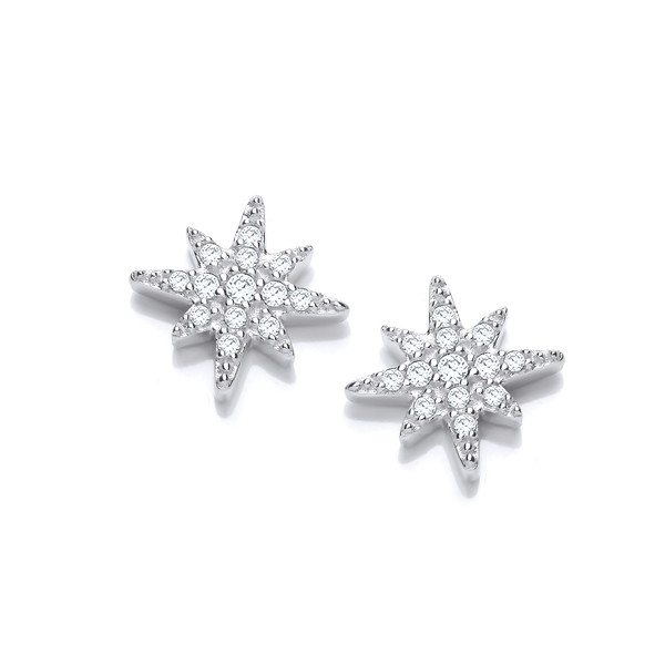 Silver & Cubic Zirconia Brilliant Star Earrings