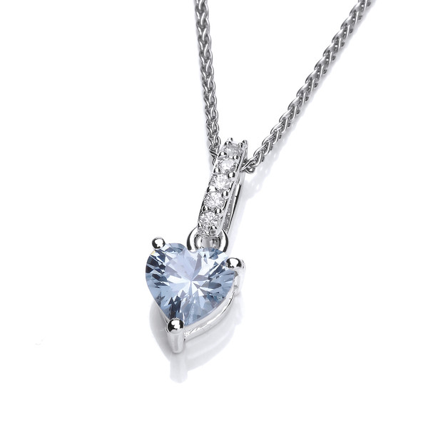 Sparkly Little Aqua Drop Heart Pendant with 16-18 Chain