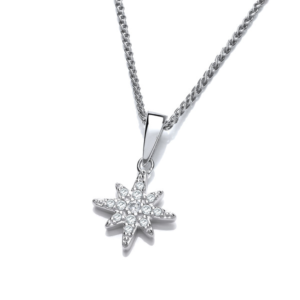 Silver & Cubic Zirconia Brilliant Star Pendant without Chain