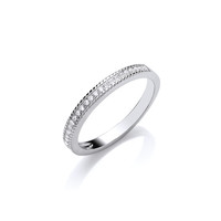 Silver and CZ  Double Band Ring