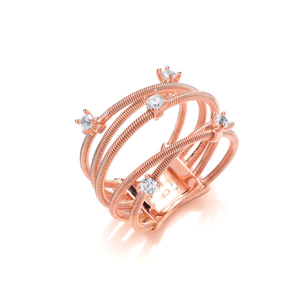 Silver and Rose Gold Strand Ring