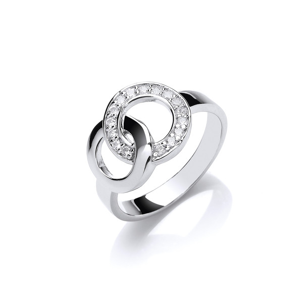 Silver and CZ Round Infinity Ring