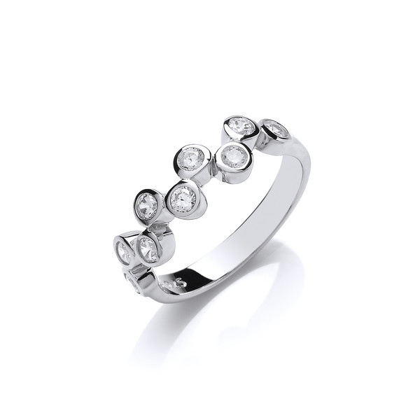 Silver and CZ Bubble Row Ring
