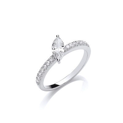 Silver & Offset Marquise Cubic Zirconia Stacking Ring