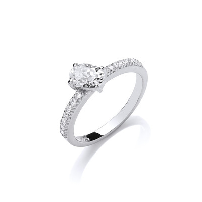 Silver and Round CZ Solitaire Stacking Ring