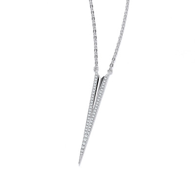 Silver and Cubic Zirconia Art Deco Spear Necklace
