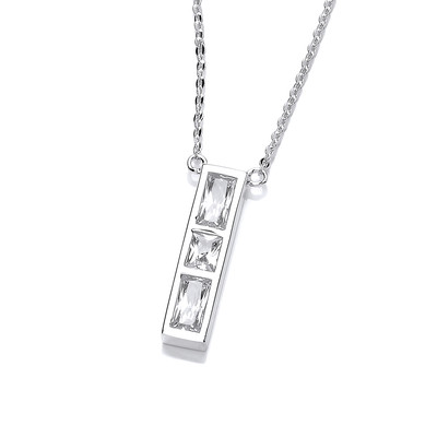 Silver and CZ Ingot Necklace