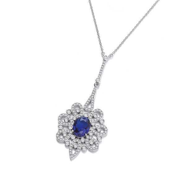 Silver and Sapphire Cubic Zirconia Belle Epoque Necklace