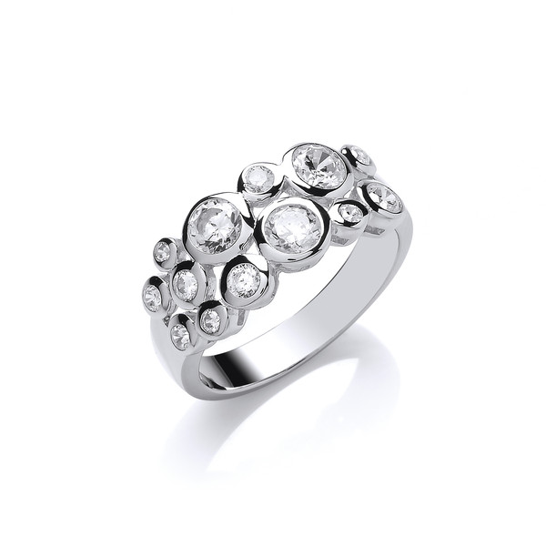 Silver & Cubic Zirconia Midi Bubble Ring