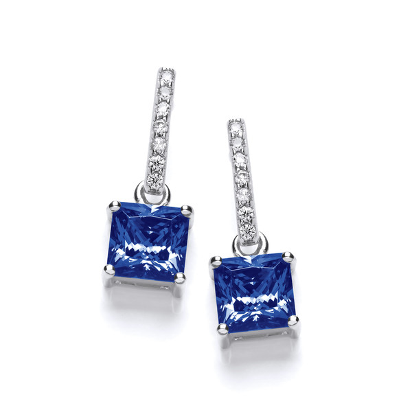 Delicate Square Sapphire Cubic Zirconia Earrings