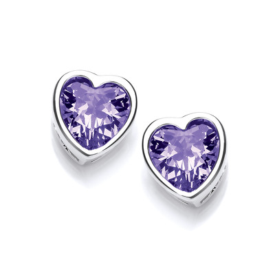 Take Heart Amethyst Cubic Zirconia Stud Earrings