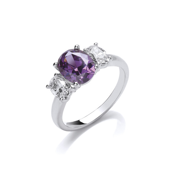 Silver and Cubic Zirconia Amethyst Beauty Ring