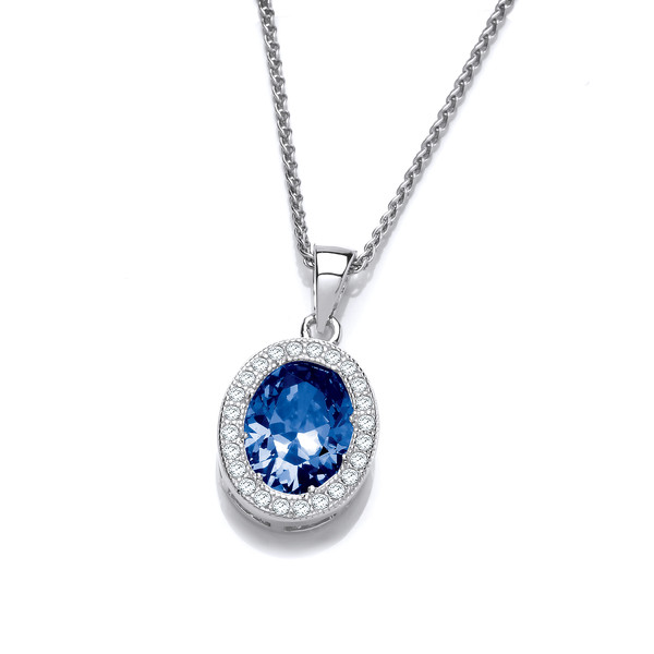 Silver & Tanzanite Cubic Zirconia Timeless Elegance Pendant without Chain