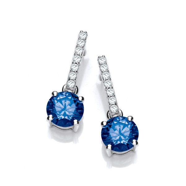Round Sapphire Cubic Zirconia Solitaire Drop Earrings