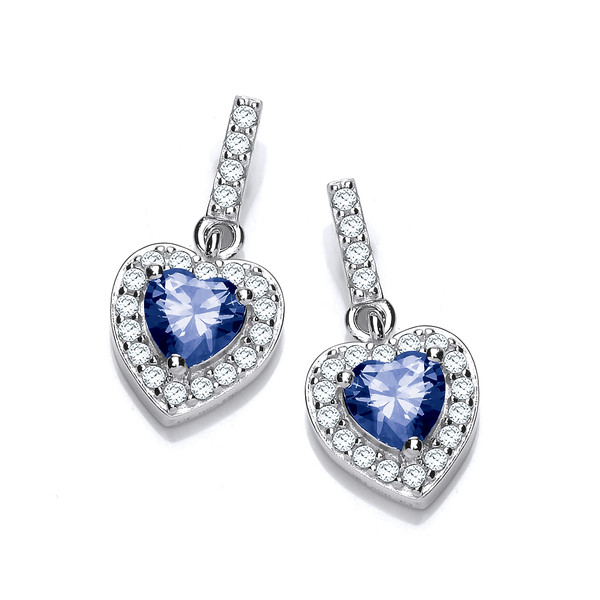So Cute Sapphire Cubic Zirconia Heart Earrings