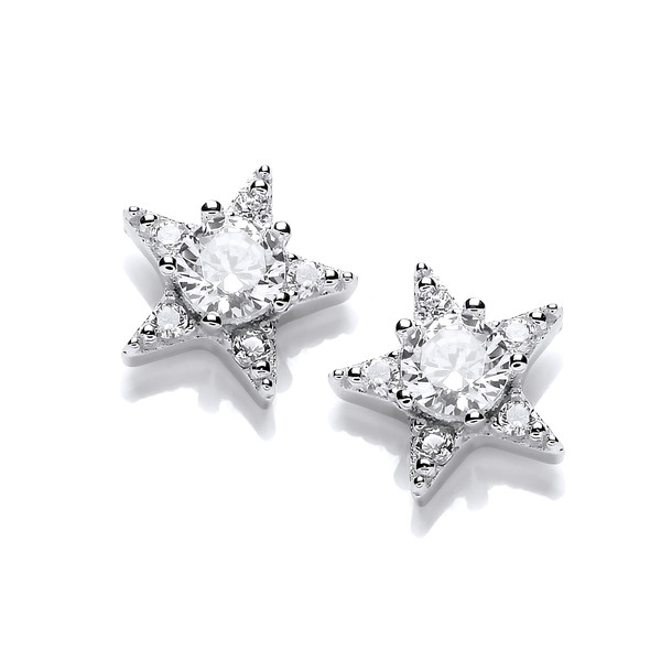 Silver and Cubic Zirconia Mini Shooting Star Earrings